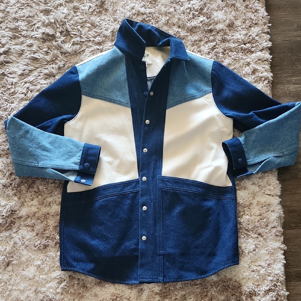 Sezane Denim Colorblock Will Jacket
